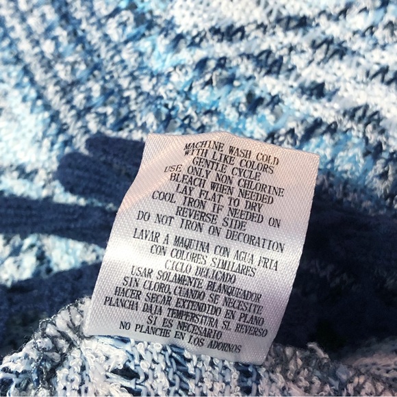 Almost Famous Blue Boho Tribal Print Fringe Poncho Top XL - Picture 12 of 16